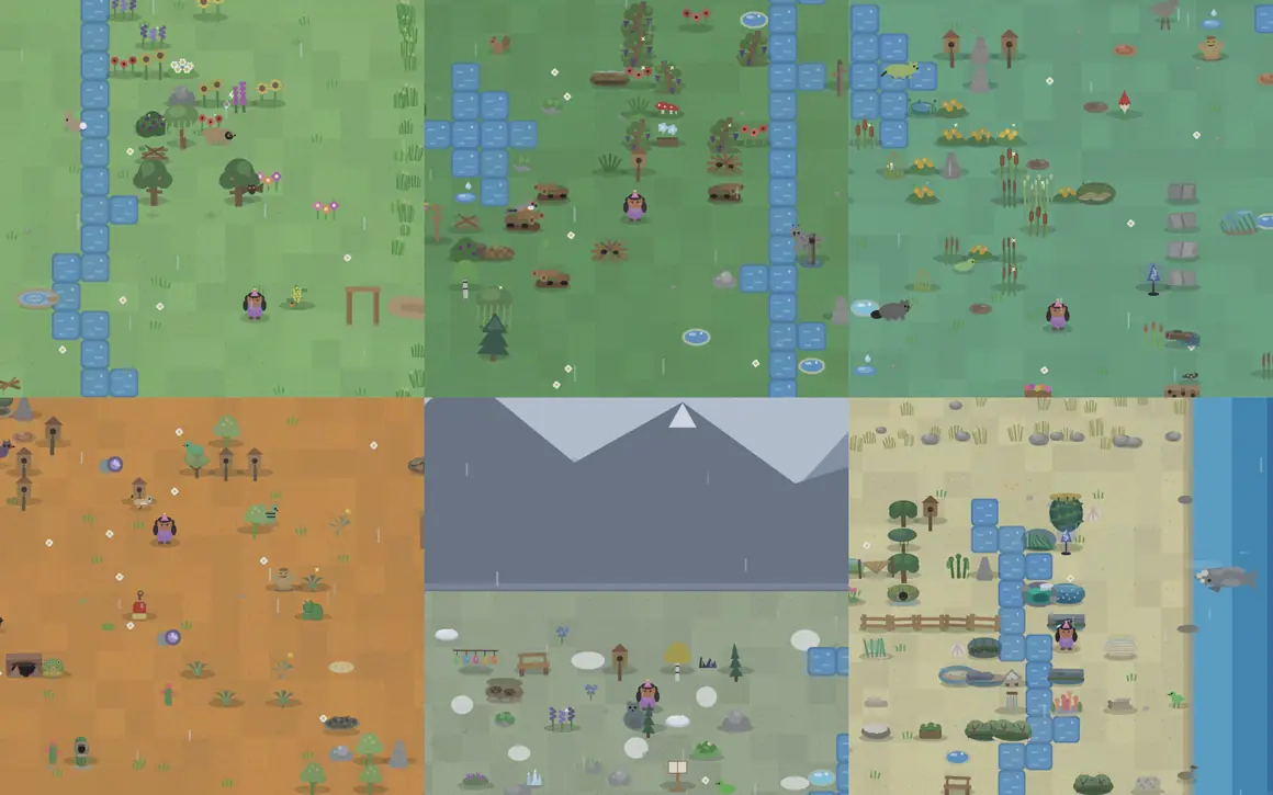 All six biomes of the Wild Willows preserve restored: Willow Meadow, Old Hollow Forest, Rushwater Wetland, Redstone Scrubland, Graywind Heights and Pelican Shore, each full of plants, water and returning animals.